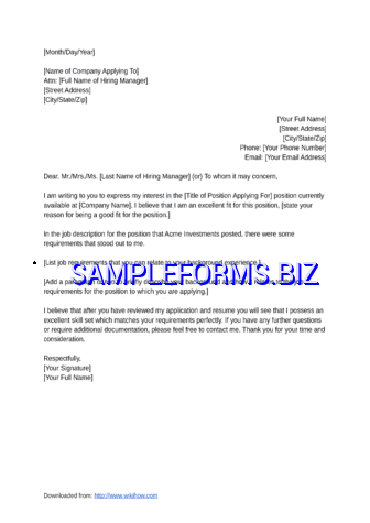 Template Letter of Application